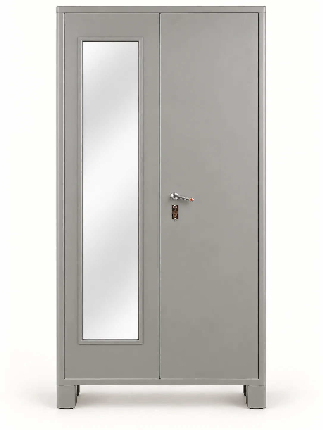 Grey two door steel cupboard with a mirror: additional view 1