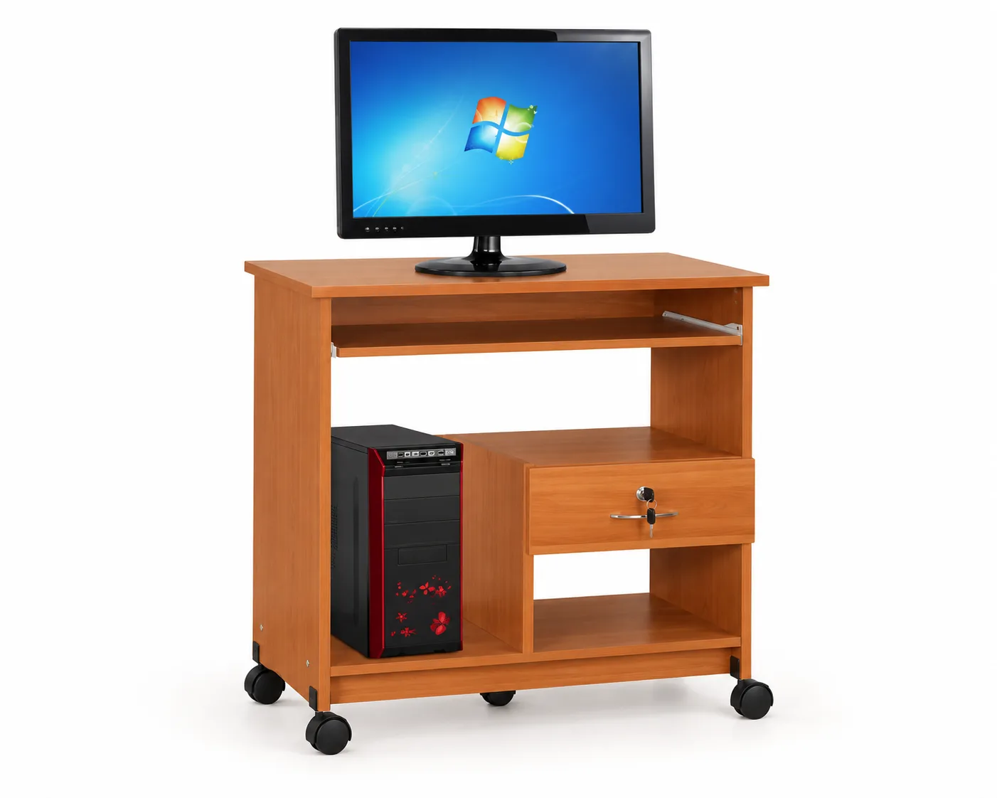 Computer trolley on castors.