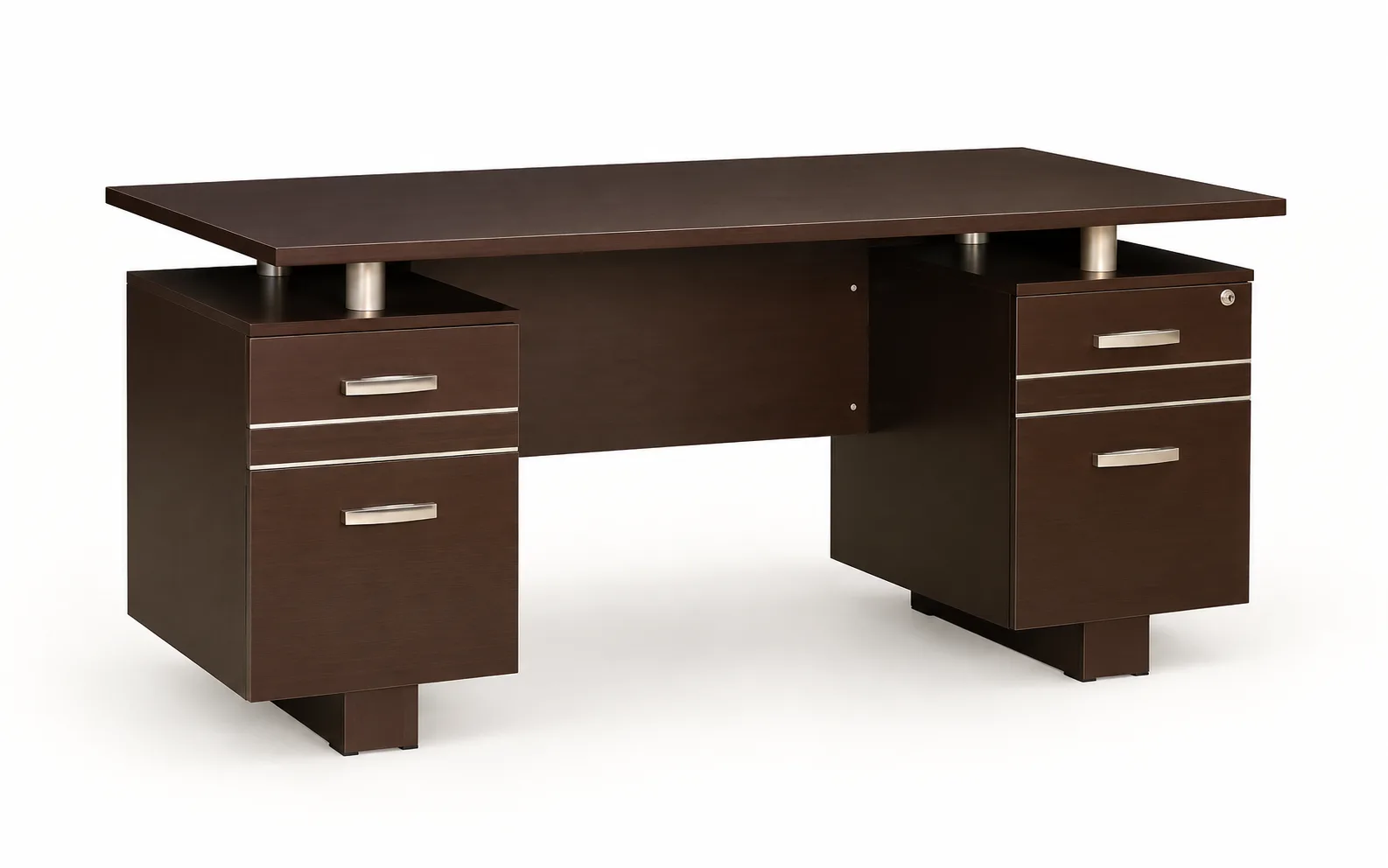 Executive office desk with drawer units on both sides.
