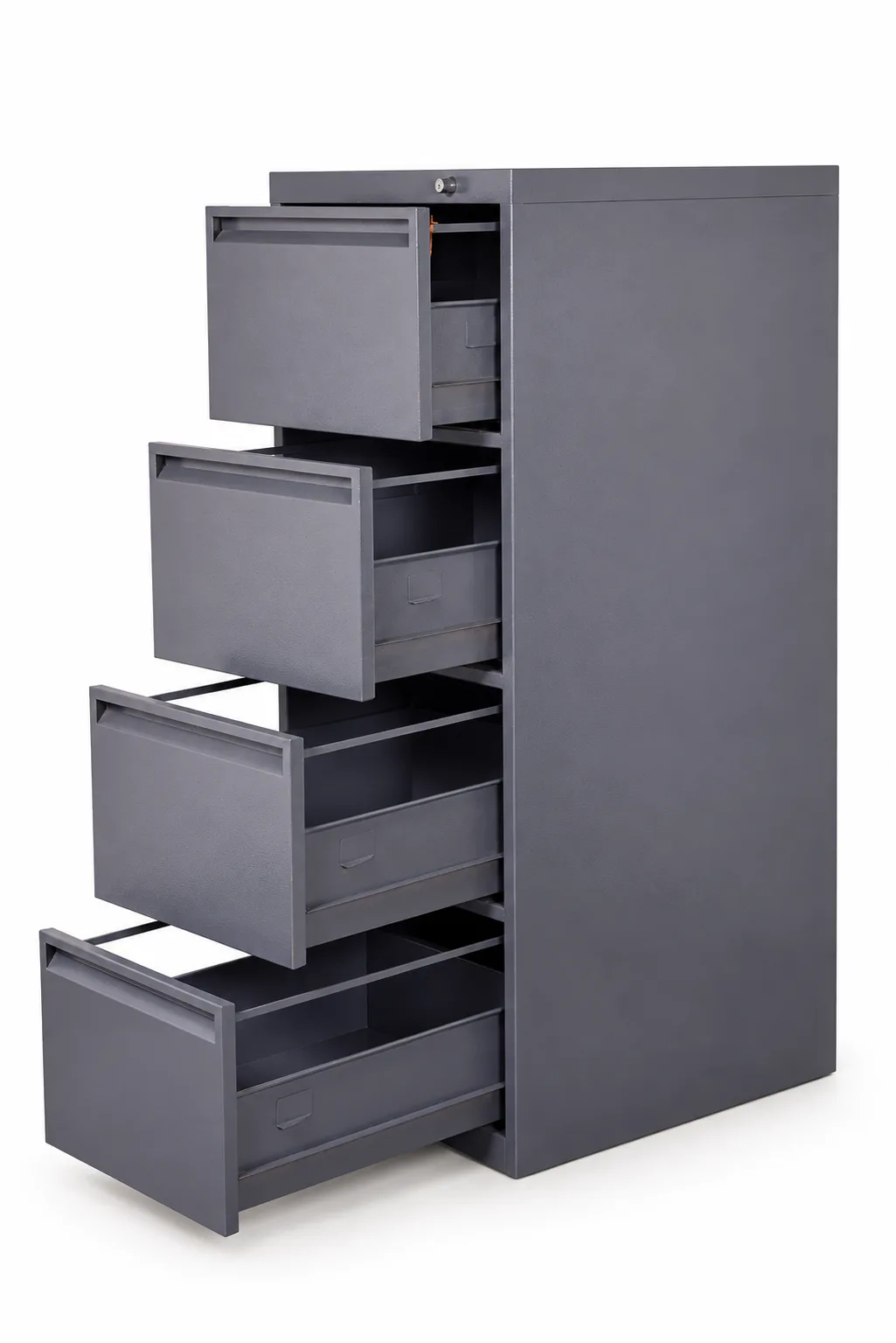 Four drawer steel filing cabinet.