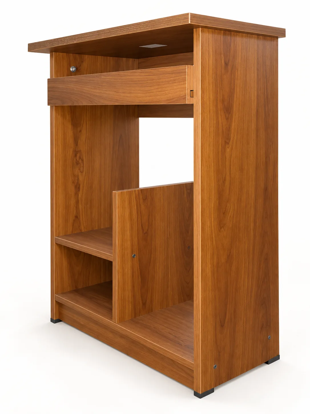 Wooden reception counter.
