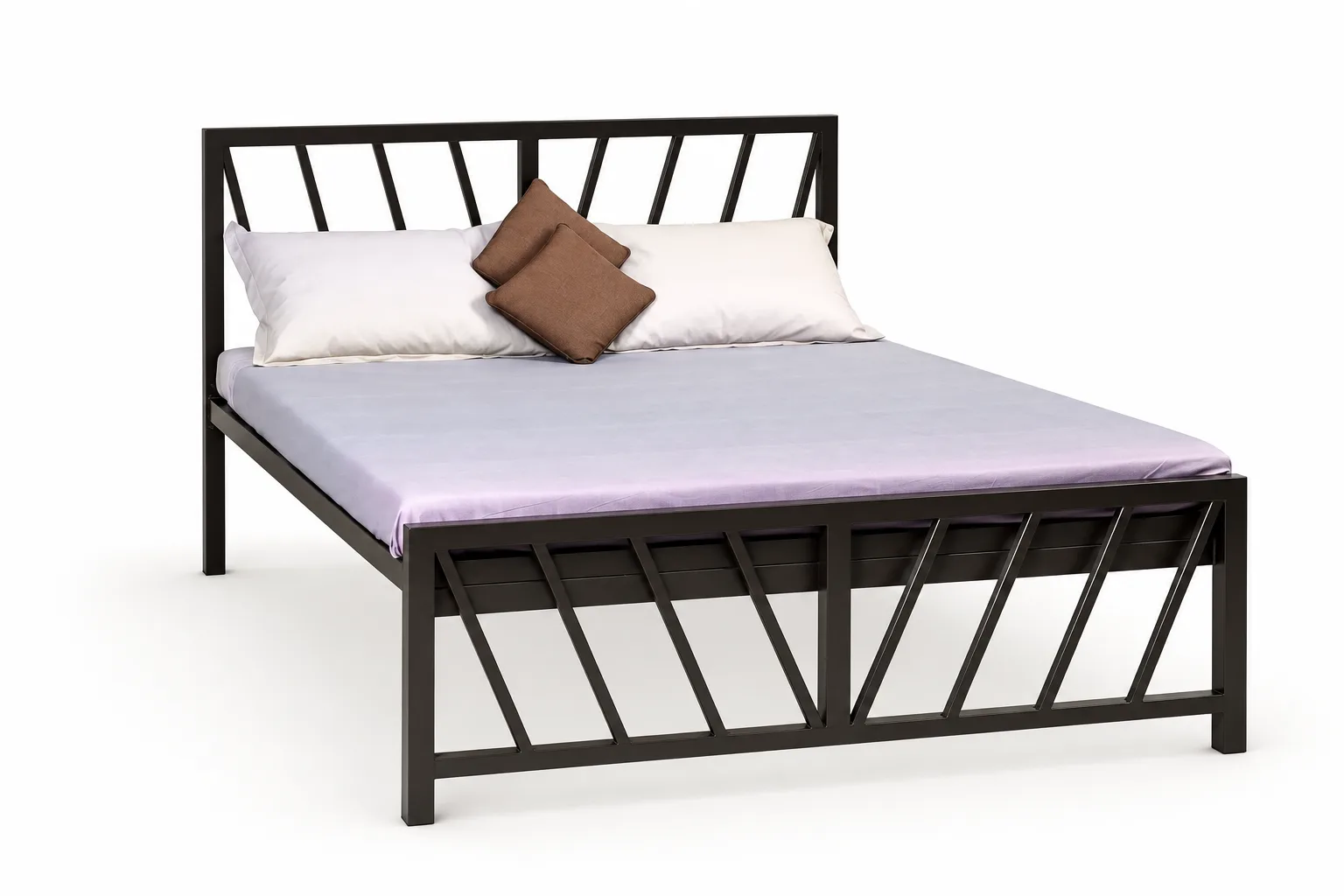 Steel double bed.
