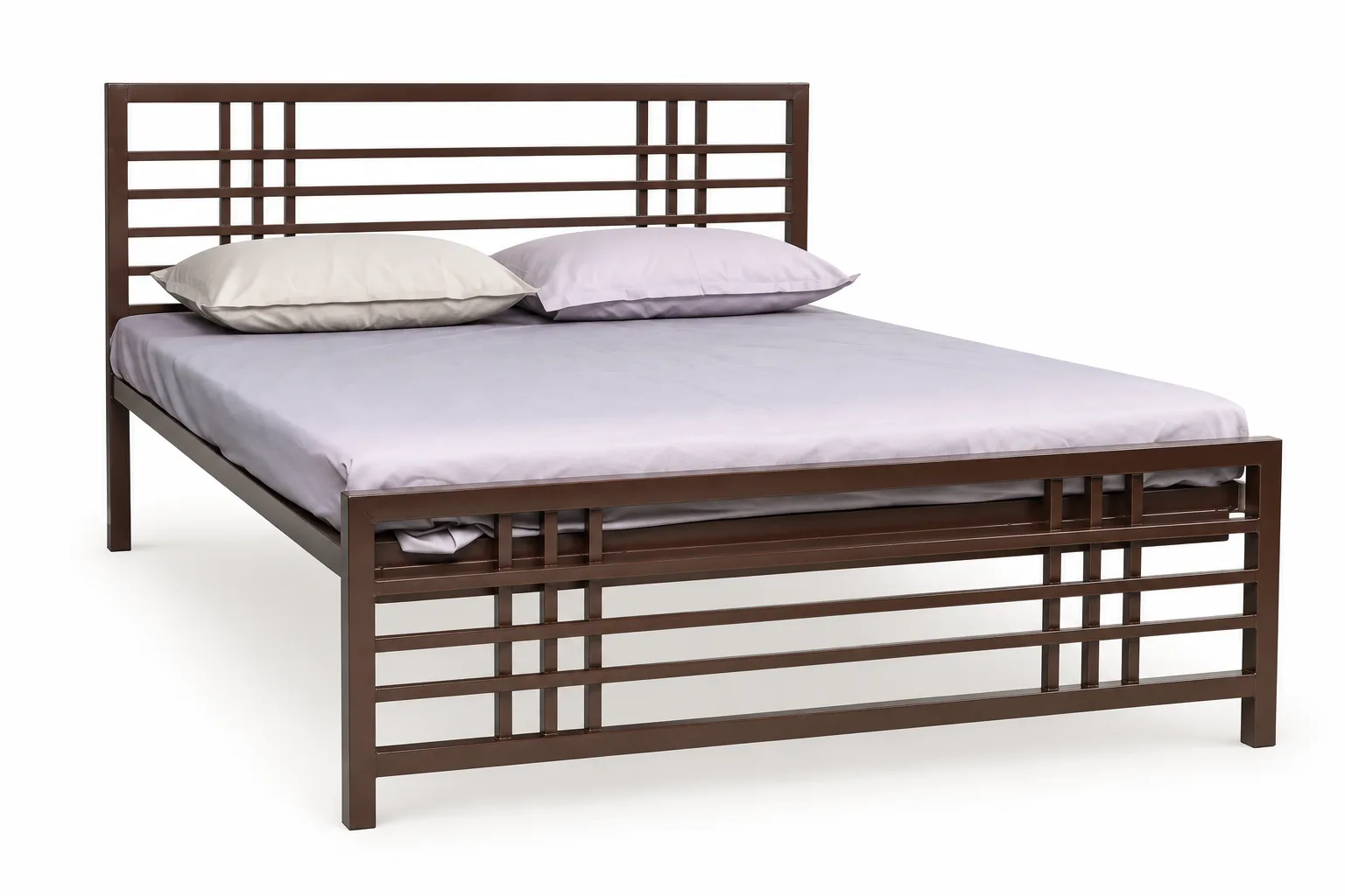 Steel double bed frame.