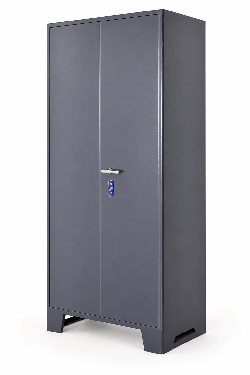Plain two door steel cupboard.