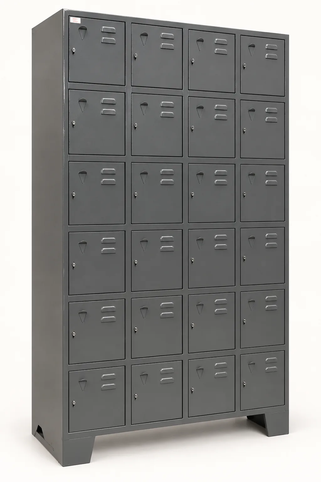 Twenty four door charcoal-grey steel locker