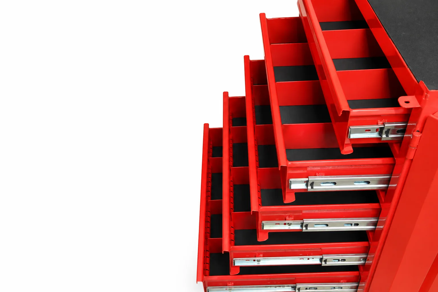 Tool trolley with the drawers pulled out.