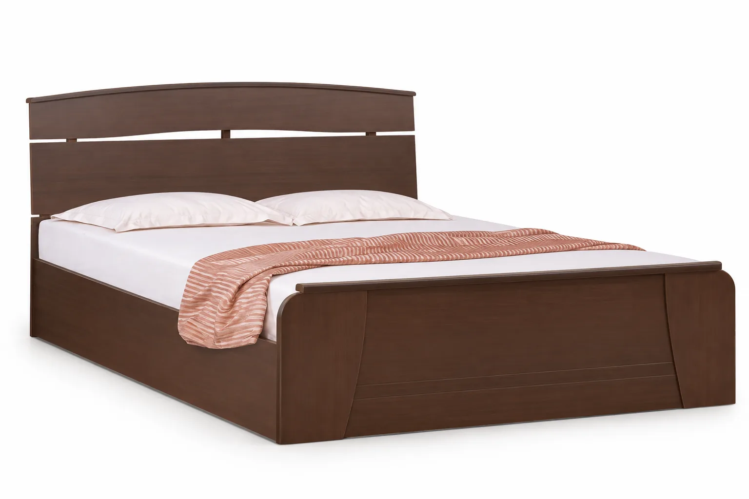 Wooden double bed.