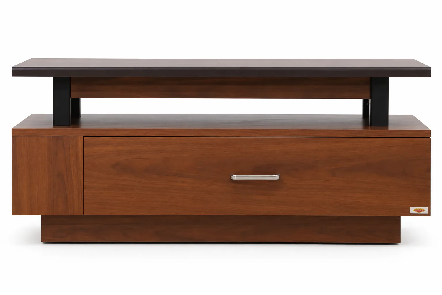 Wooden television console with a drawer.