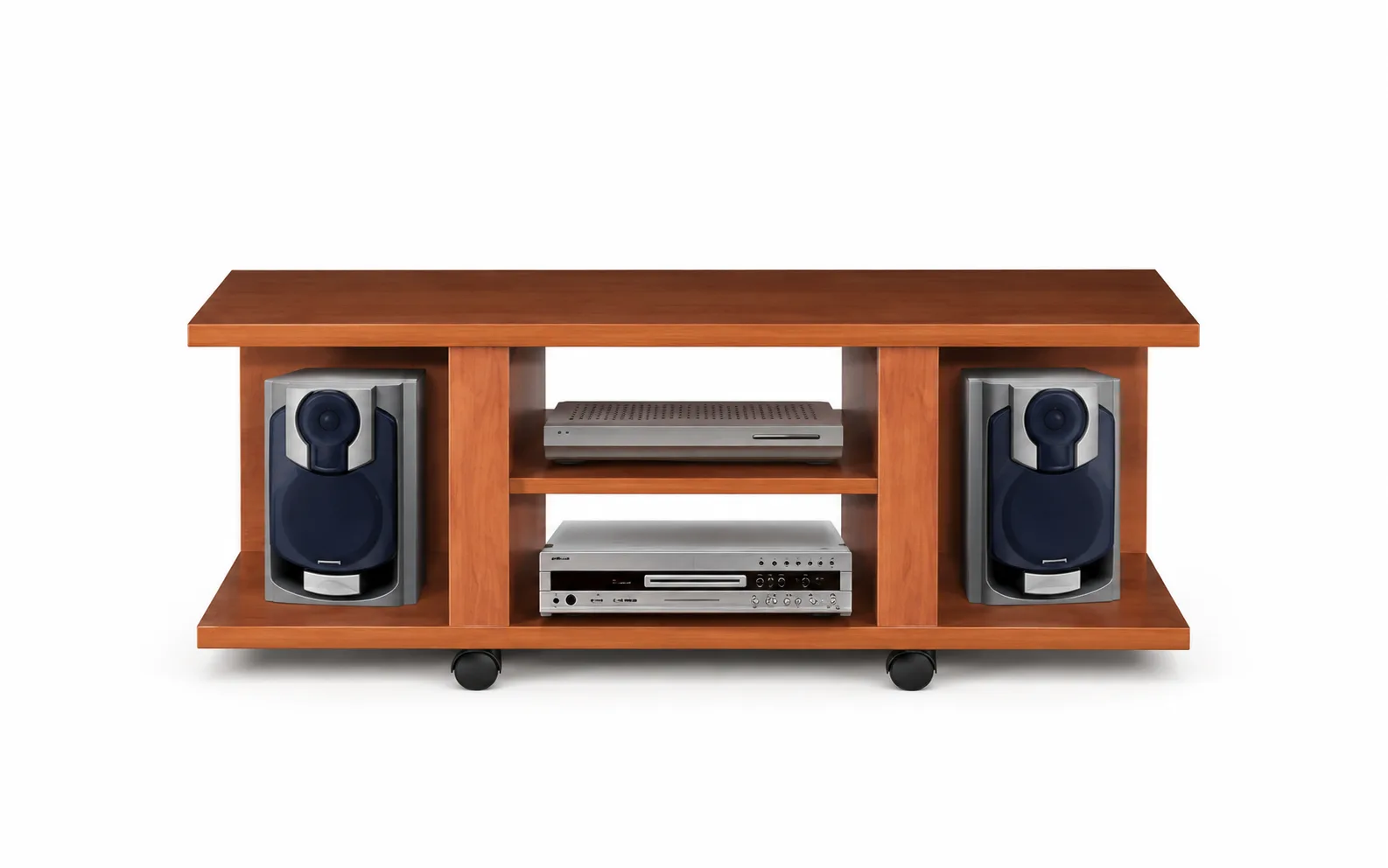 Compact wooden television unit.