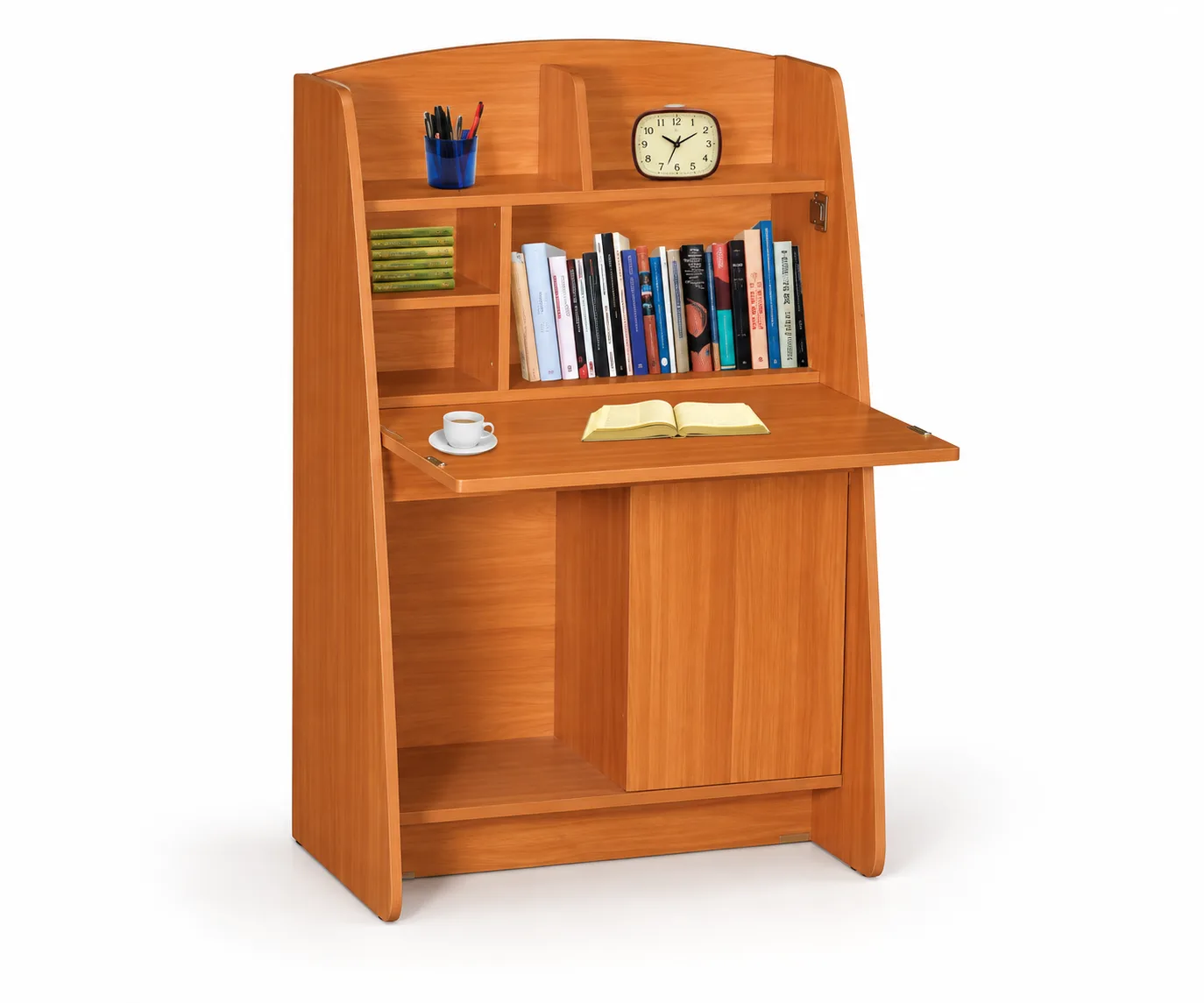 Wooden writing bureau with a fold down desk.
