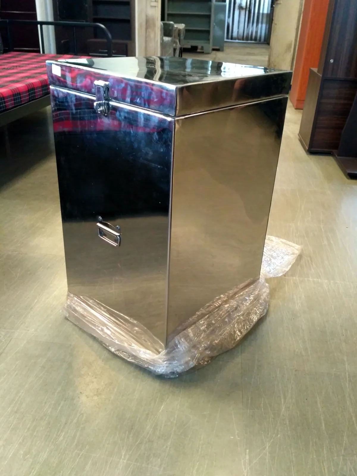 Stainless steel cabinet.