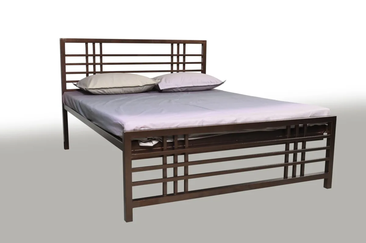 Steel double bed frame.
