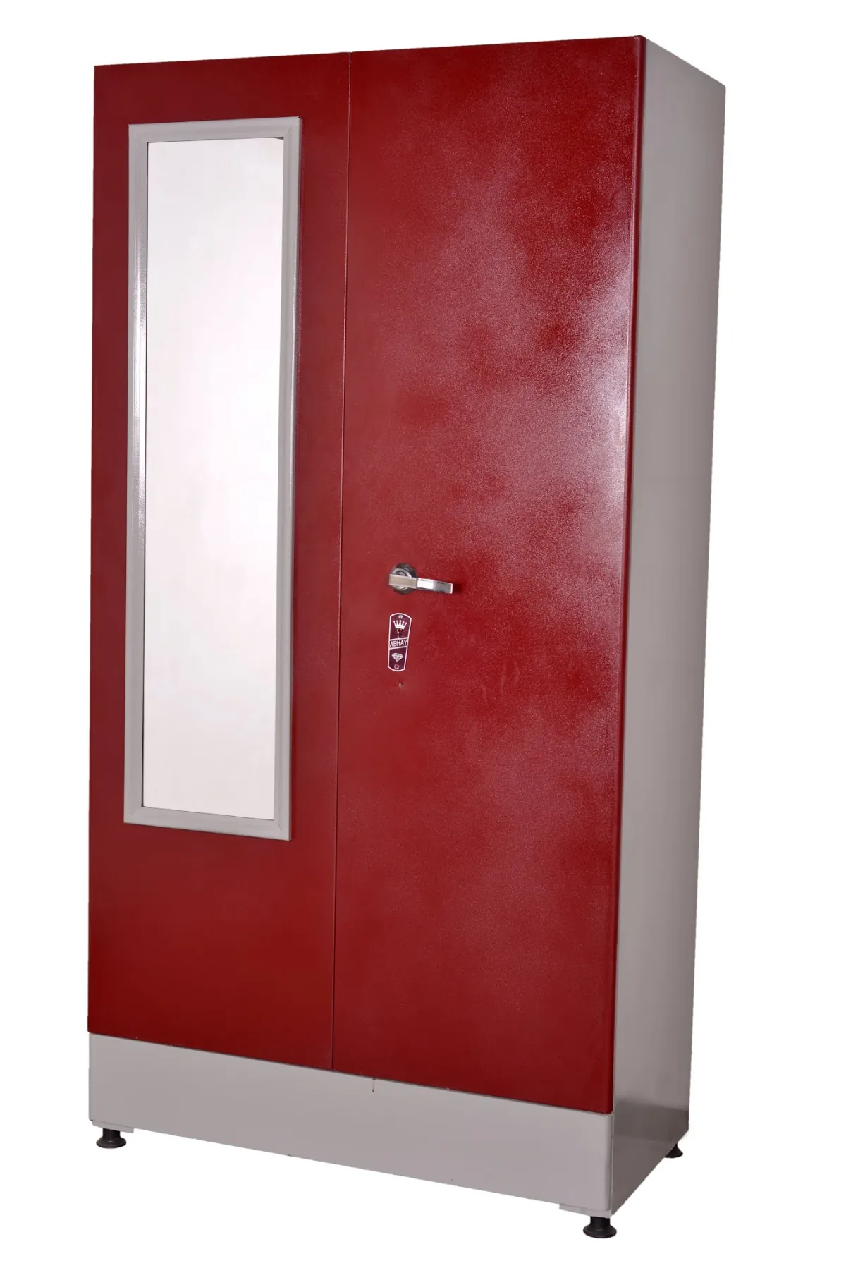 Steel cupboard with a full length mirror.
