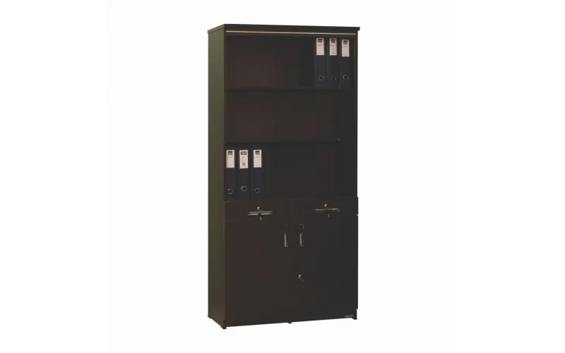 Steel cupboard with pigeonhole compartments.