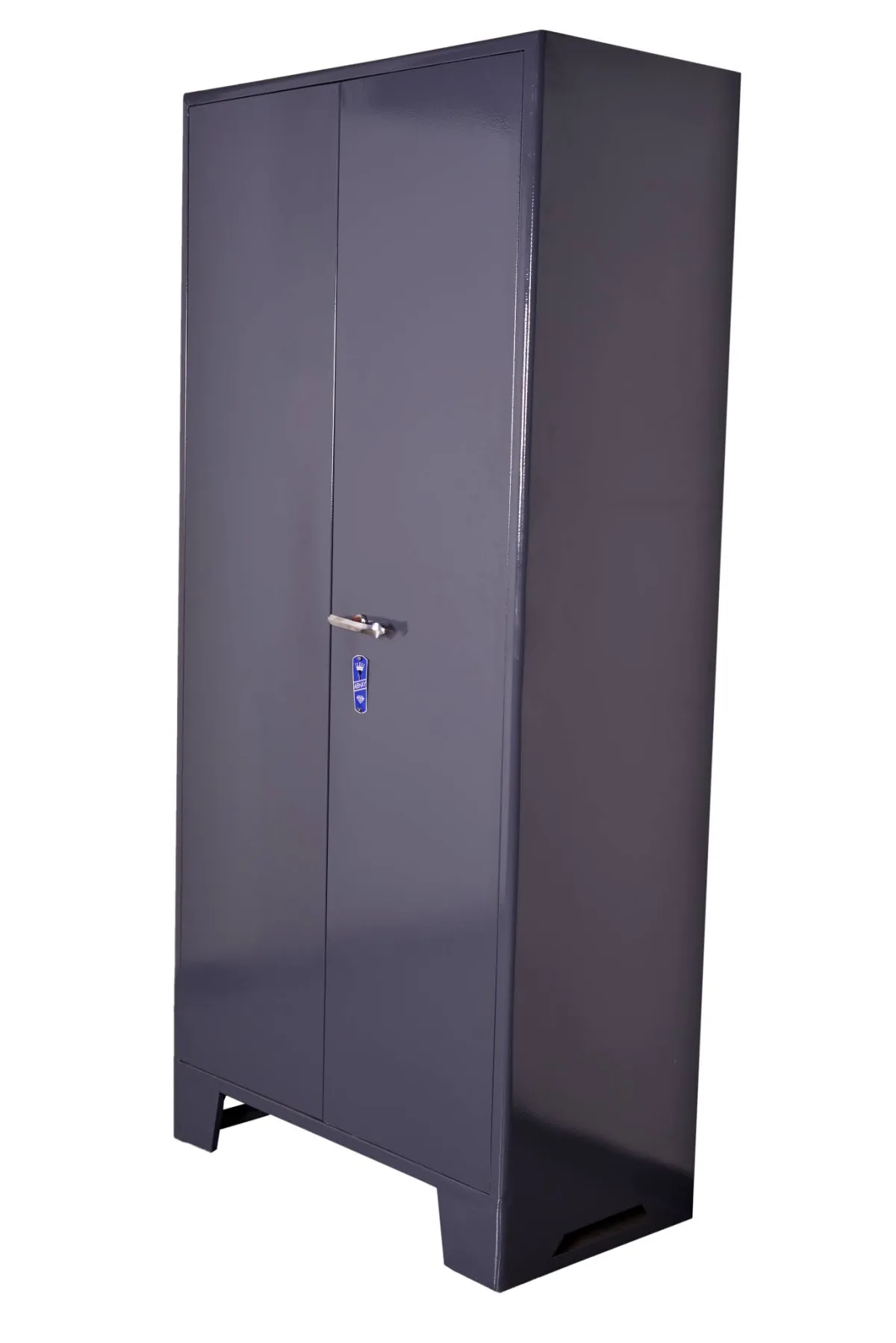 Plain two door steel cupboard.