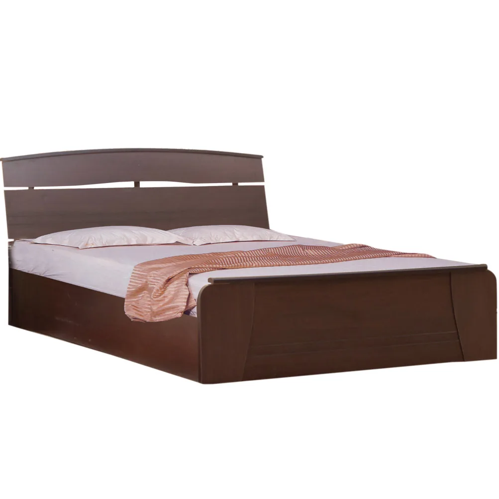Wooden double bed.