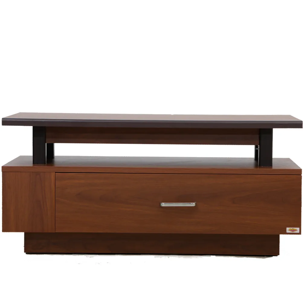 Wooden television console with a drawer.