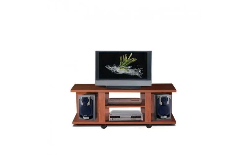 Compact wooden television unit.