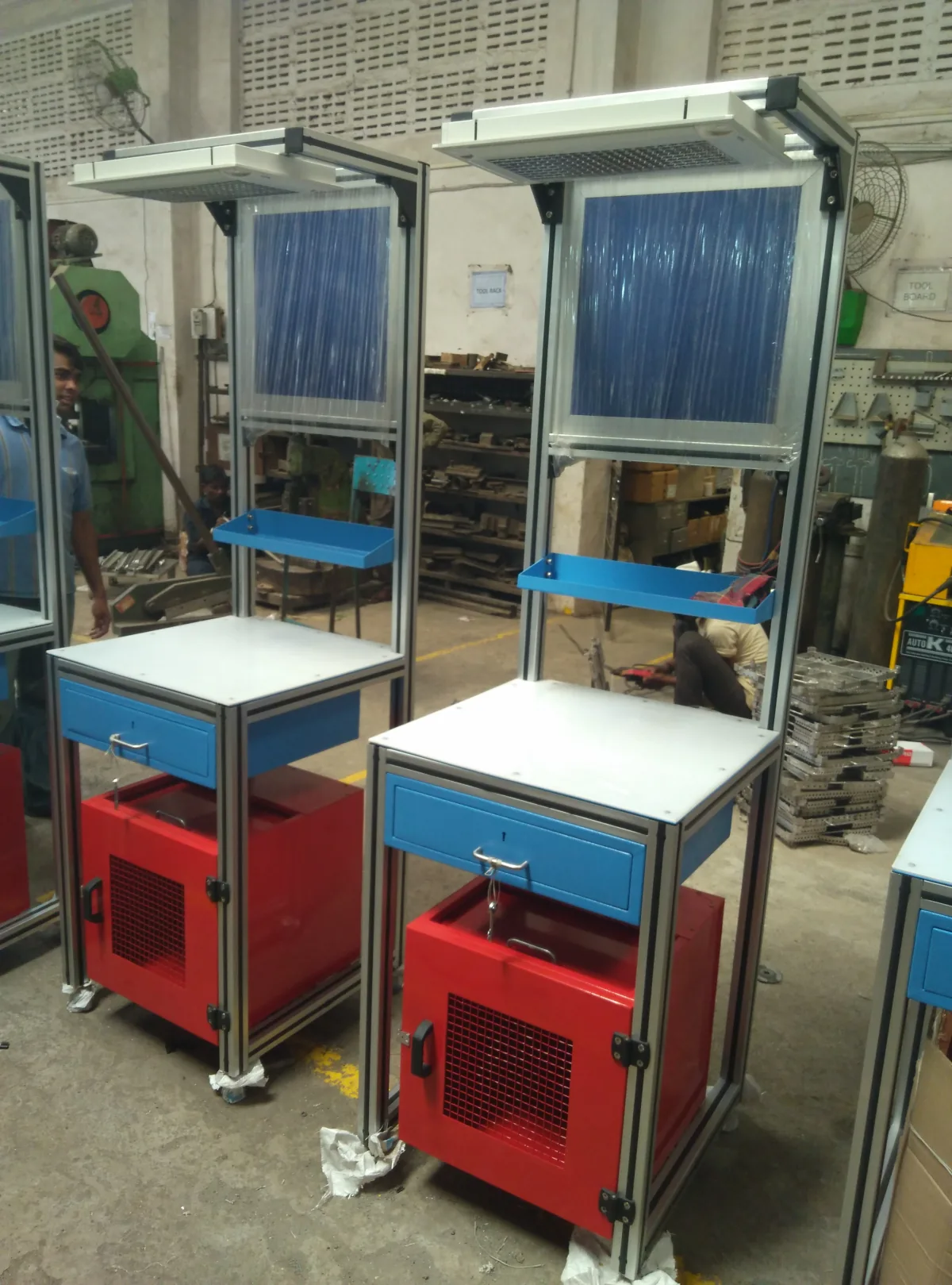 Workstation trolleys, built to a factory's own drawing.